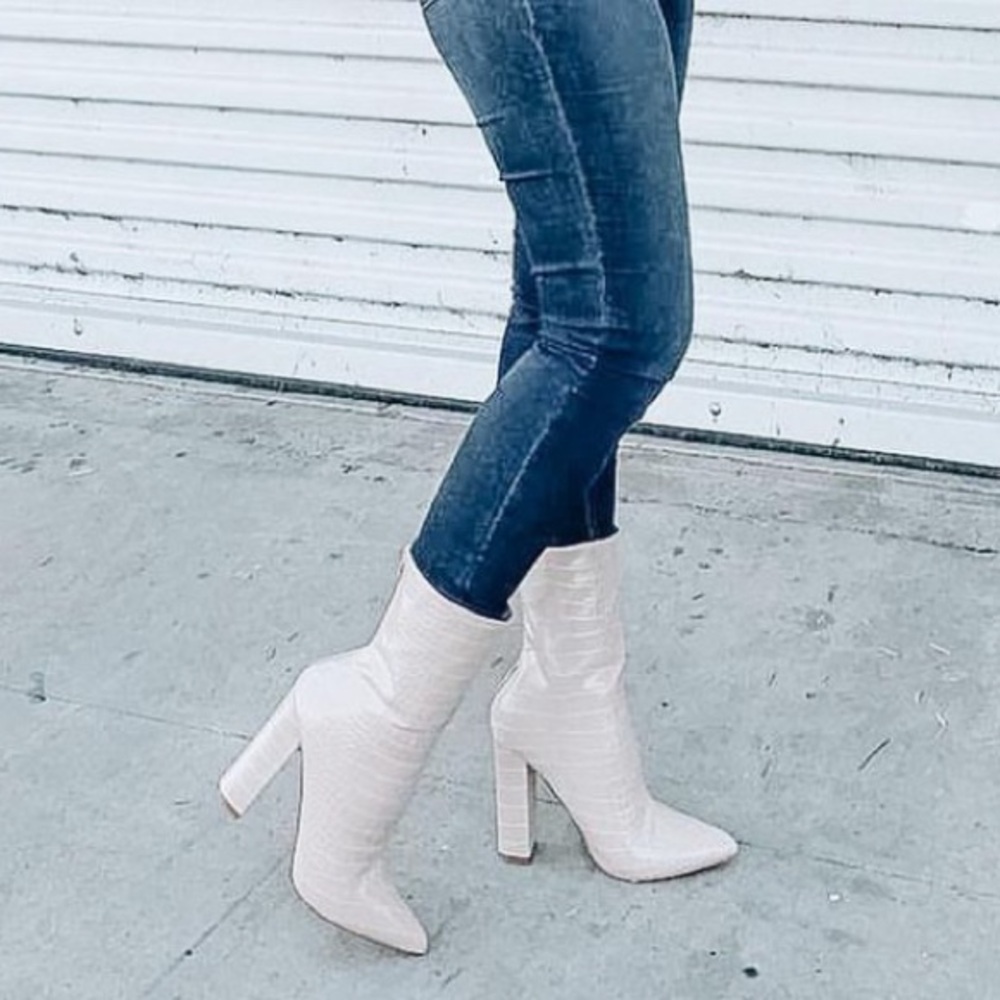 Light Beige Booties, Used-In good condition